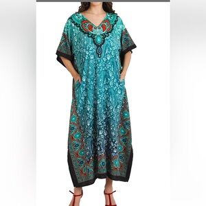 Miss Lavish London Maxi Kaftan Swim Cover Up Dress